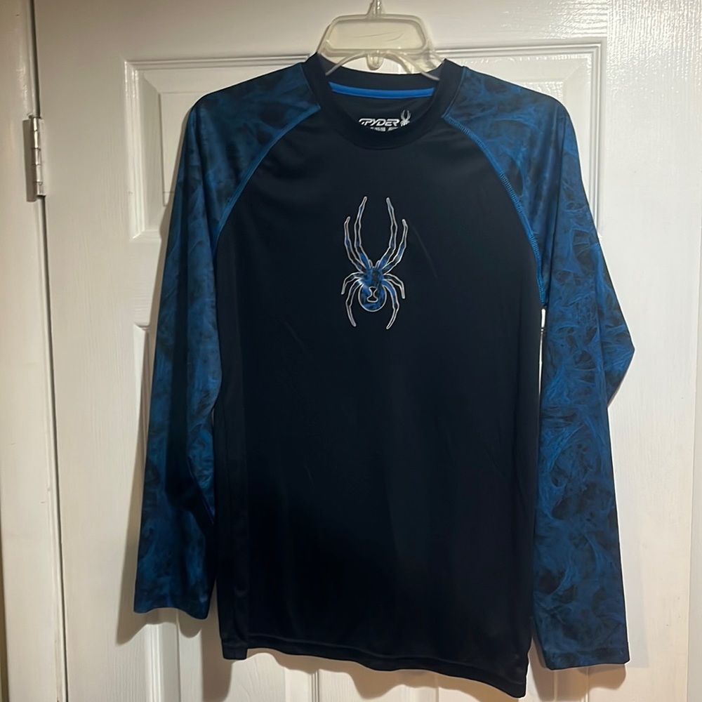 Spyder Longsleeve Shirt youth Sz XL Blue/Black EUC